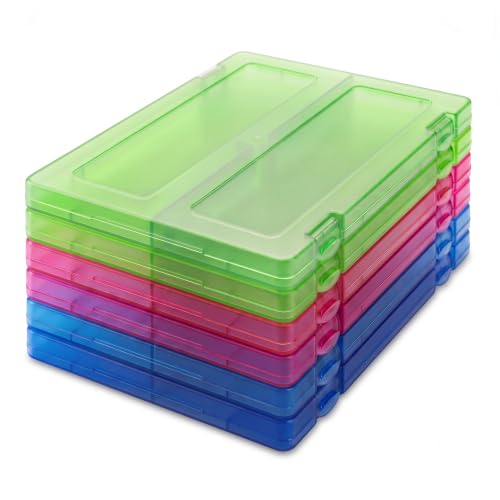 6 Packs A4 Paper Storage Boxes, 8.5 x 11 Plastic Portable Project Case for US letter Size and A4 paper, Plastic Multi-Purpose Thick Scrapbook Storage Box for Office (12.6"L x 9.5"W x 0.94"H) - size: 12.6"L x 9.5"W x 0.94"H