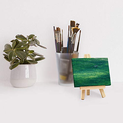 FIXSMITH 3x4 Inch Mini Stretched Canvas Easel Set- Bulk Pack of 12,Set Contains 12 Rectangle Canvases &12 Mini Easels,Small White Art Canvases & Wood Easels for Painting Craft Drawing Decoration - size: 3"X4"+ Easel