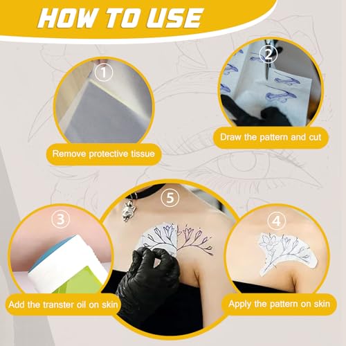 Tattoo Stencil Paper, 100 Sheets A4 4-Layer Tattoo Transfer Paper with Crisp Lines & Long Lasting Transfers, Easy to Use Thermal Transfer Paper for Tattoo Artists, Studios & Beginners - size: 100 Count (Pack of 1)