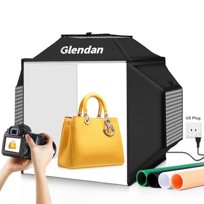 Glendan Portable Light Box Photography 16"x16" | Professional Dimmable Photo Box, High CRI 480 LED Lights, Soft Box, 4 Photo Backdrops for Jewelry and Product Photography - size: 16*16 inch