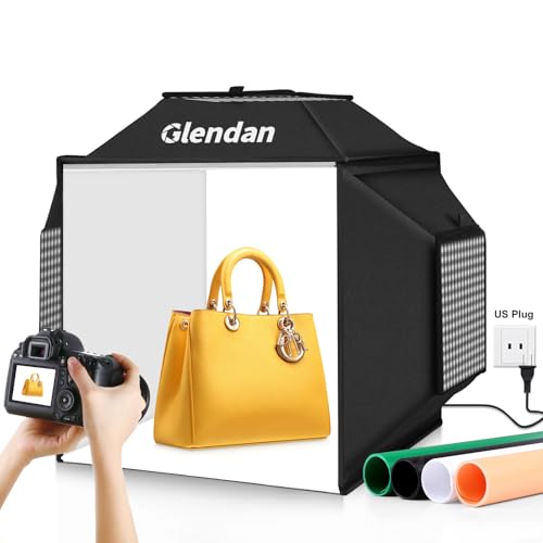 Glendan Portable Light Box Photography 16"x16" | Professional Dimmable Photo Box, High CRI 480 LED Lights, Soft Box, 4 Photo Backdrops for Jewelry and Product Photography - size: 16*16 inch