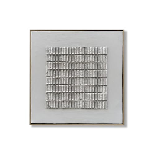 NANKAI Art Hand-drawn white abstract painting in a modern and minimalist style is used for decorating the walls of a home office or corridor. The size is 24x24 inches. - color: NKHB391