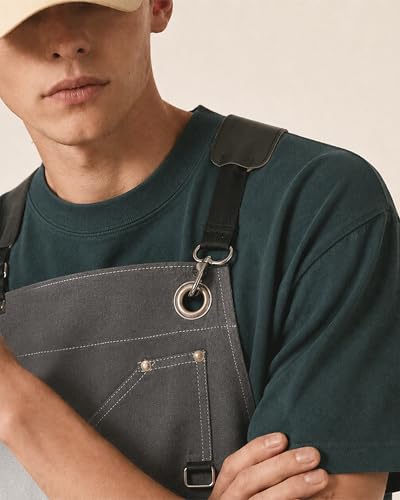 Professional Work Apron for Men & Women – 100% Cotton with waterproof Membrane, Cross Back Straps - color: Slate Grey