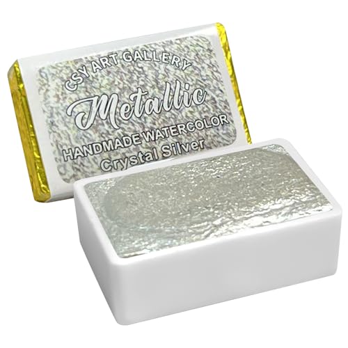 Handmade Watercolor Paint Silver Splendor Metallic Full Pan Watercolour Paints (Crystal Silver) - color: Crystal Silver (Full Pan)