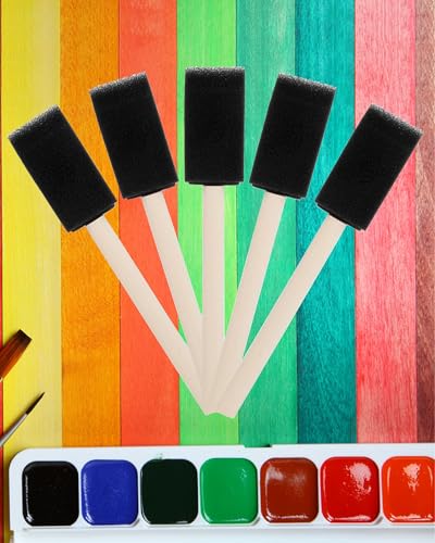 WAFJAMF 30 Pack Poly Foam Paint Brushes 1 Inch Sponge Painting Set Black - size: 30 Pcs