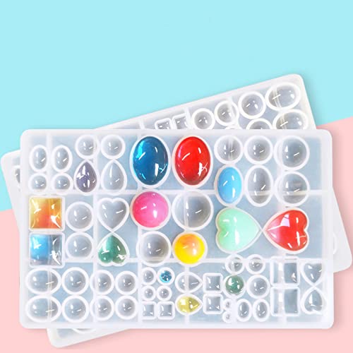 2 Pcs Gem Jewelry Casting Mold,Large | Resin Jewelry Casting Molds, for Making Earrings,Jewelry Making Crafting Projects - color: mix-large