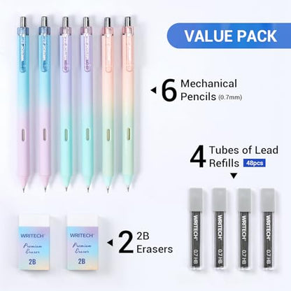 WRITECH Up Mechanical Pencil Set, 0.7mm Gradient, 6ct
