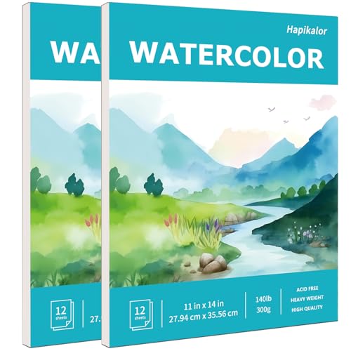 Hapikalor 2-Pack 11"x14" Watercolor Paper, 140lb/300g Water Color Paper | Artist Painting Drawing Paper Book, Art Supplies for Adults Kids, Watercolors, Watercolor Paint Set, Sketchbook, Teal - color: Teal, size: 11"x14"(Pack of 2) Pad