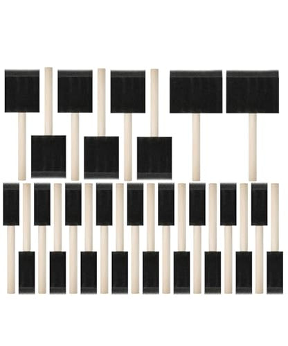 Bates- Foam Paint Brushes, 1", 2" & 3", 26 Pack, Multi-Surface, Including Sponge Brushes for Painting & Staining - size: 1", 2" & 3", 26 Pack