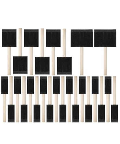 Bates- Foam Paint Brushes, 1", 2" & 3", 26 Pack, Multi-Surface, Including Sponge Brushes for Painting & Staining - size: 1", 2" & 3", 26 Pack