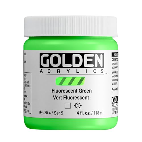 GOLDEN Heavy Body Acrylics, Fluorescent Green, 4 fl. oz. Jar, Professional Acrylic Paint, Transparent