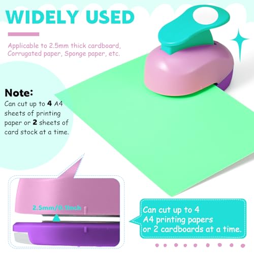 CHENGU Hole Punches 6 Shapes with Cardstock for Kids,Fresh Style,1 Inch | Paper Punchers Ideal for Scrapbooking Card Making, Star, Circle, Bow, Butterfly, Flower, Classroom Craft Supplies - size: 1 Inch, style: Fresh Style