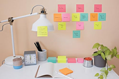 Post-it Super Sticky Notes, 24 Sticky Note Pads, 3 x 3 in., Ideal for Organization in Your Dorm, Home or Office, 2X The Sticking Power, Supernova Neons Collection (Pack of 8) - size: 7.4" x 3.2" (Pack of 8)