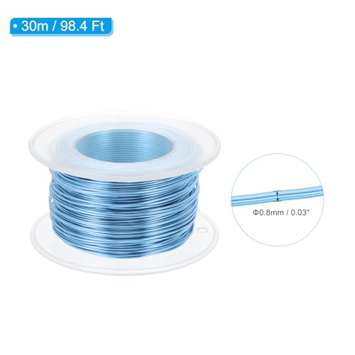 PATIKIL 20 Gauge 0.8mm Aluminum Craft Wire, 98.4 Ft Metal Wire Armature Bendable Wire for Jewelry Making Metal Wrap DIY, Steel Blue - color: Steel Blue, size: 0.8 mm x 30 m