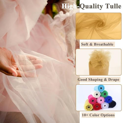 Honey Gold Tulle Fabric Roll 54 Inch x 10 Yards Tulle Ribbon - color: Honey Gold, size: 54 Inch X 10 Yards