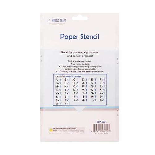 Paper Stencils Set - Alphabet Letters, Numbers & Common Symbols - 6" Size, 44 Count - Ideal for Painting, Posters, Signs, DIY Crafts, Decoration
