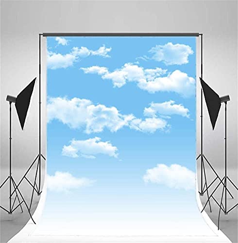 4x6ft Blue Sky and White Clouds Backdrop for Photography Vinyl Material | Clear Sky Photo Background Banner Airplane Theme Baby Newborn Birthday Cake Table Party Decorations Kid Portrait Studio Props - size: 4x6ft