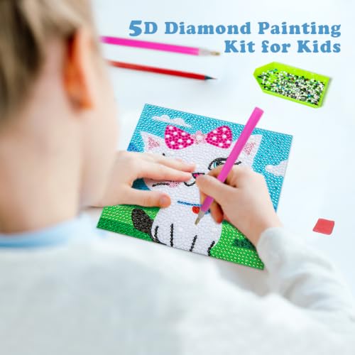 Labeol Diamond Art Kits for Kids Crafts for Girls Ages 6-8-10-12 Easy to DIY Creative Diamond Art Sticker Craft by Numbers Kits for Kids and Adult Beginners (6 Pack Pink) - style: 6 pack Pink