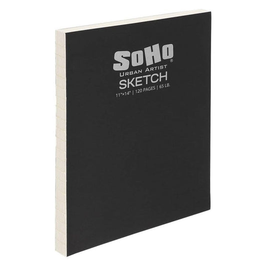 SoHo Urban Artist Open Bound Sketch Pads - Open Coptic Bound Sketch Pads for Drawing, Calligraphy, Any Dry Media, & More! - [White - 11x14 - Single] - color: White, size: 11x14"