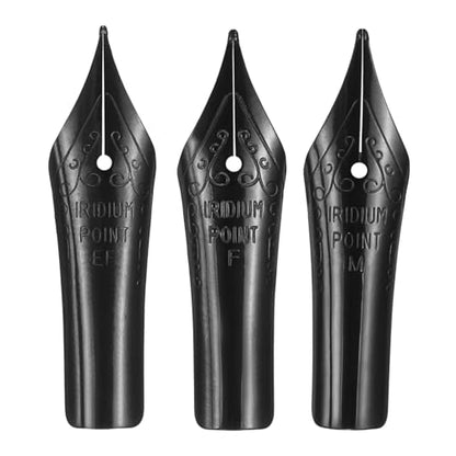 PATIKIL 0.38/0.5/0.7 mm Line Width Fountain Pen Nib Replacement, 3 Pack 304 Stainless Steel Special Spare Ink Dip Calligraphy Pen Nib for Drawing Writing Signing, Dark Black(EF/F/M Tip) - color: Dark Black