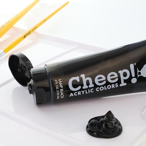Cheep! Acrylic Paints, 4 oz. Tube - Lamp Black, Perfect for Artists - Quality Acrylic Paint Heavy Body Paint Artist and Student - color: Lamp Black, 4-ounce