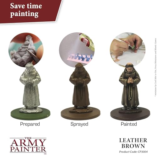 The Army Painter, Colour Primer Leather Brown, 400 ml acrylic spray | Spray Paint Basecoat for Miniature Model Undercoat Priming, Plastic Wargames, DnD & Warhammer - color: Leather Brown