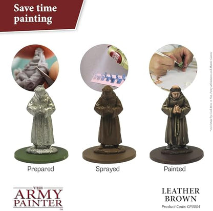 The Army Painter, Colour Primer Leather Brown, 400 ml acrylic spray | Spray Paint Basecoat for Miniature Model Undercoat Priming, Plastic Wargames, DnD & Warhammer - color: Leather Brown