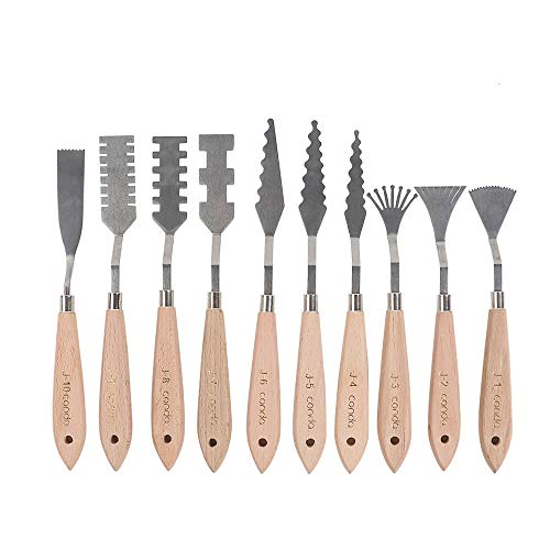 Conda 2 set of 10pcs Different Shapes Stainless Steel Spatula Palette Knife and red 5 piece palette knife