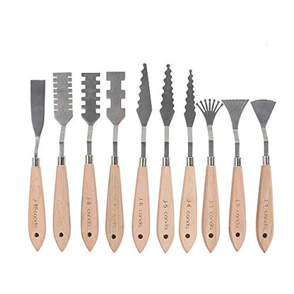 Conda 2 set of 10pcs Different Shapes Stainless Steel Spatula Palette Knife and red 5 piece palette knife