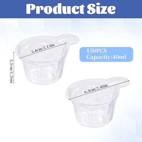 40ml Disposable Plastic Resin Mixing Cups, 150 Pieces 40ml Small Paint Cup Clear Disposable Plastic Measuring Cups for Mixing Paint, Stain, Epoxy, DIY Resin Crafts