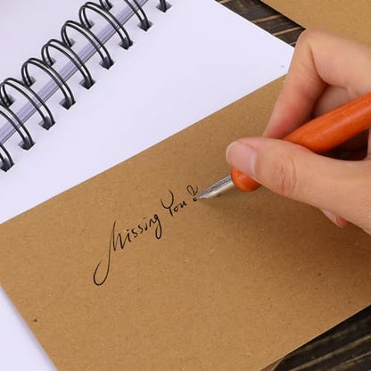Piriuuo 14 Pcs Dip Pen Set Nib Pen Holder Comic Pen Nib Set G Pen Ink Nib Calligraphy Pen Nibs Wooden Drawing Pen Holder with Stainless Steel Pen Nibs Dip Pens for Writing, Painting, Signing