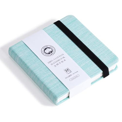 Lightwish Square Watercolor Journal,100% Cotton,300gsm/140lb,Acid-Free,24 Sheets Hot Press Watecolor Sketchbook for Artists Adults Students,4.7 * 4.7 Inches(Light Green) - color: Light Green