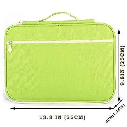 JAKAGO A4 Travel Portfolio Multifunctional Document Organizer Zippered Case for Office Supplies (green) - color: Green