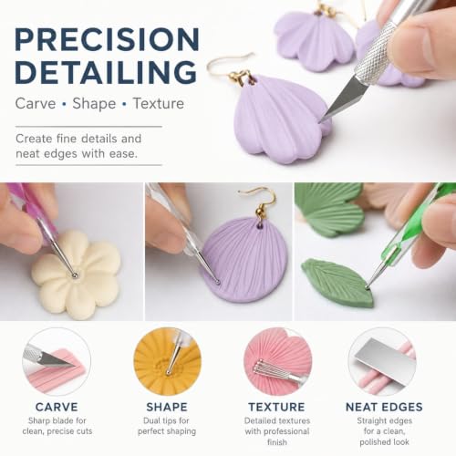 DIYOOHOMY 18 Pcs Polymer Clay Tools Kit, Rolling Pin with Thickness Rings - color: 14 Pcs
