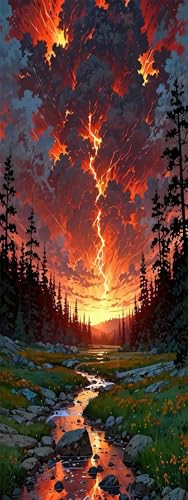 ZHUMUTO Large Diamond Painting Kits for Adults Lightning Storm Forest - color: LZMT055