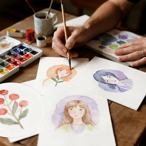 50 Sheets Watercolor Paper Bulk, 4"X6", 5"x7",8" x 8"，8" x 10",9" x 12",Each 10 Sheets.140 lb/300 GSM Water Color Paper for Kids Adults.Watercolor Drawing Paint Paper for Art Drawing Supplies - size: 4X6/5X7/8X8/8X10/9X12 INCH 50 SHEETS