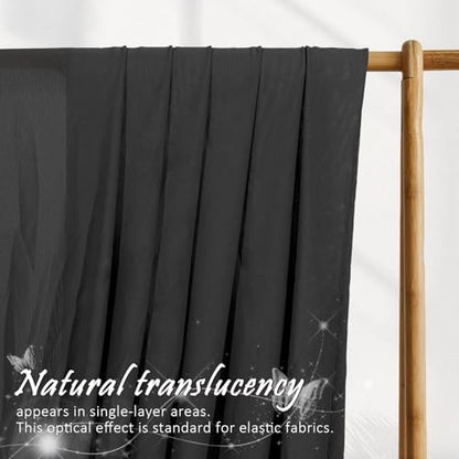 Manyshofu Black Mesh Fabric by The Yard 4-Way Stretch, 60 Wide (1 Yard) - color: Black, size: 1 Yard