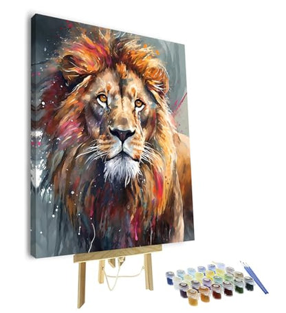 TUMOVO Paint by Numbers Kit for Adults - Lion DIY Adult Paint by Number Kits Animal Acrylic Canvas Painting for Adults Beginners Art Crafts, 16x20 Inch(Framed) - color: Lion(Framed)