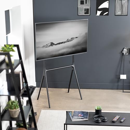 VIVO Black Easel TV Stand for 49 to 70 inch Screens, STAND-TV70AB | Articulating Artistic Studio Display Stand, Adjustable TV Mount with Swivel, 4 Leg Base, Max VESA 600x400, Holds 88 lbs - color: Black - Black, size: 49 to 70 in TVs