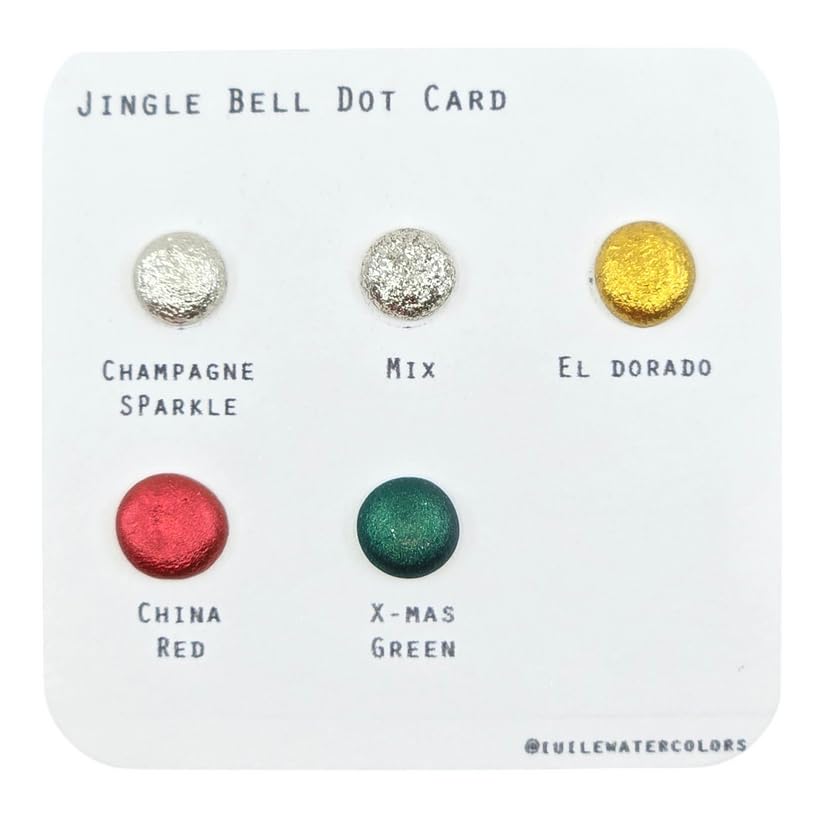 IUILE Handmade Watercolor Paints - Jingle Bell Dot Card (6 colors). Metallic, Shiny, Shimmer - color: Jingle Bell Dot
