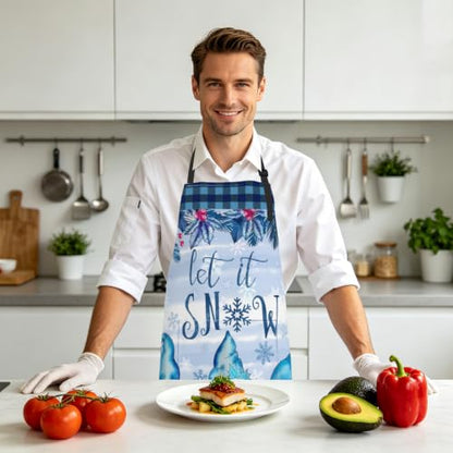 Imiss Waterproof Stain-Resistant Cooking Chef Aprons for Grill BBQ Baking 27 X 31 Inch - color: Winter Gnome