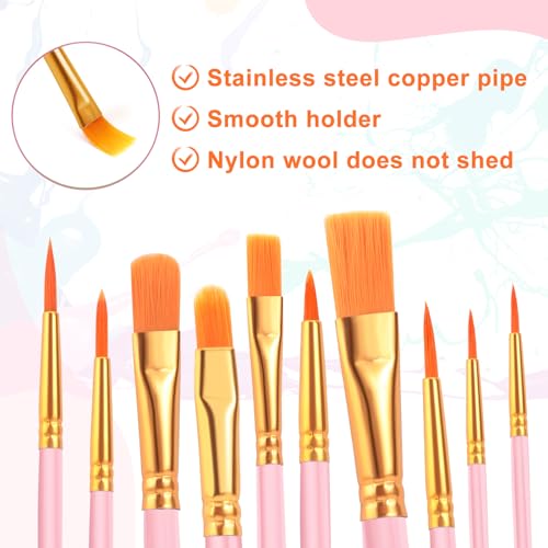 ESRICH 60PCS Pink Paint Brushes, Paint Brush for Acrylic Painting - color: Pink, size: 60