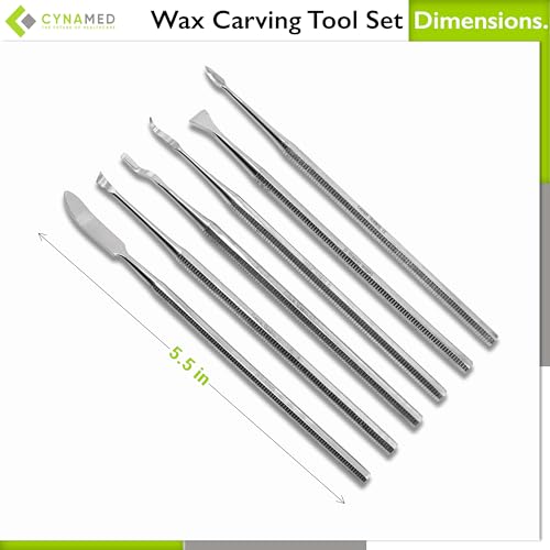 Cynamed Professional Precision Carving Tools Set - 6-Piece Stainless Steel Sculpting, Modeling & Dental Craft Instruments - Ideal for Clay, Wax, & Detail Work - Versatile Art & Dentistry Equipment