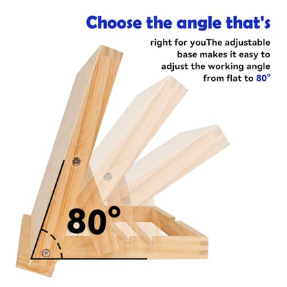 Easel for Painting Tabletop Easel 13 4/5 by 11 2/5 in | Adjustable Angle Art Easels for Painting Art Supplies for Adults Student Artist - color: Wood Easel