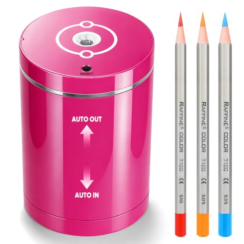 Fully Automatic Electric Pencil Sharpener,Rechargeable smart Pencil Sharpener.Suitable for No. 2/Colored Pencils (6-8 mm),Applicable to School/Classroom/Office/Home（Pink） - color: Pink