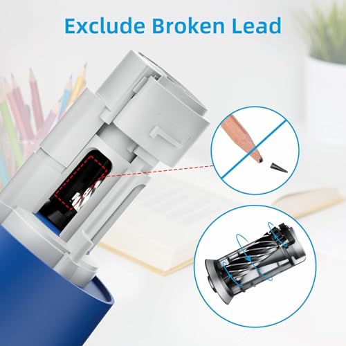 tenwin Fully Automatic Pencil Sharpener for 6-8mm Pencils, Hands-Free - color: Blue