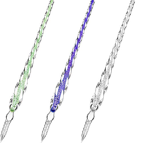 Zonon 3 Pieces Handmade Glass Dip Pen Crystal Calligraphy Pen