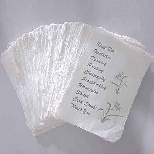 Handmade 200 GSM Cotton Rag Deckle Edge Paper – Pack of 25 Sheets – Premium Textured Wedding Invitation, Calligraphy, Watercolor Mixed Media (8.5x12" (A4, Standard US Letter Card)) - size: 8.5x12" (A4, Standard US Letter Card)