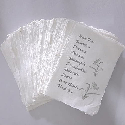4x6" Watercolor Paper with Deckle Edge – Thick Handmade Cotton Rag Sheets for Painting, Calligraphy, and DIY Postcards – Acid-Free & Archival Quality Pack of 25, 200gsm, 4x6" (RSVP Card) - size: 4x6" (RSVP Card)