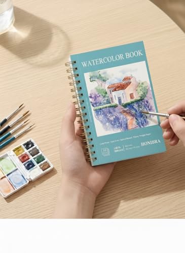 HONIBRA Watercolor Paper Pad 4"×6", 30 Sheets 140lb/300g Cold Press Book - size: 4”×6“